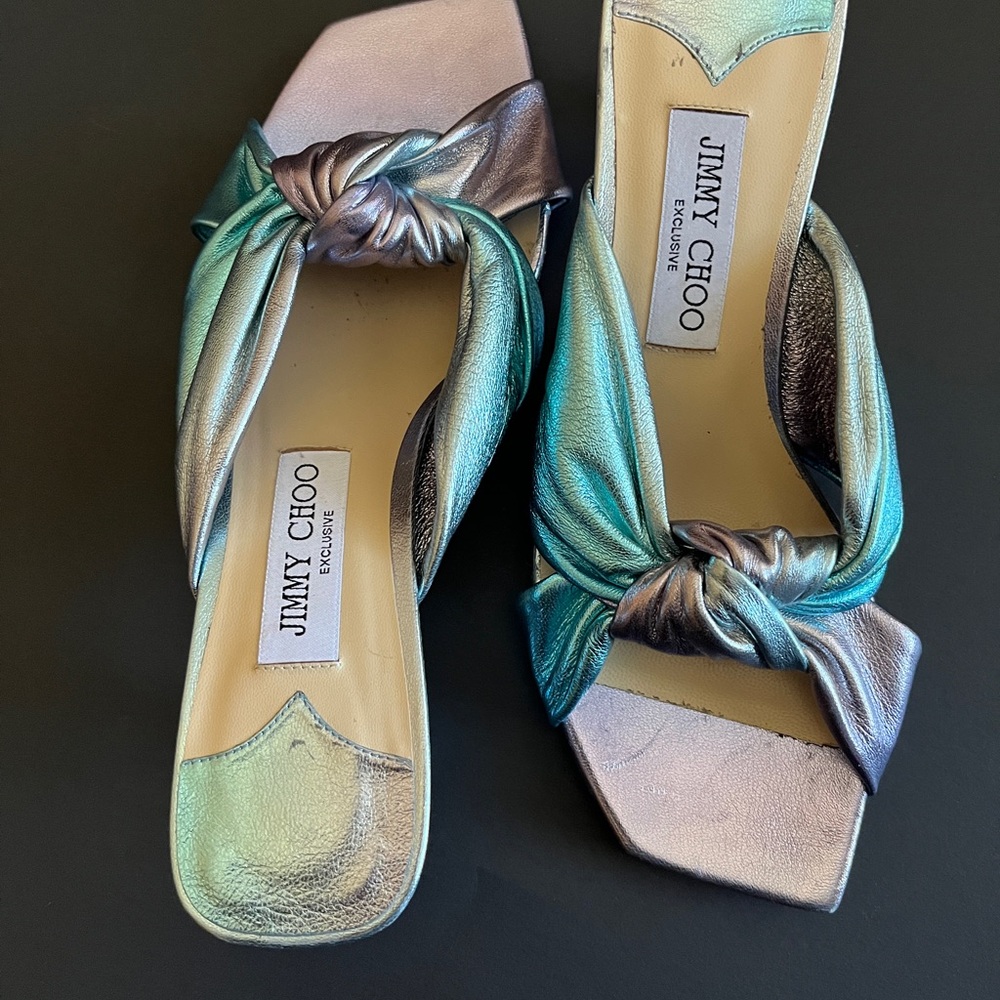Jimmy Choo Women's Metallic Knotted Sandals - Avenue 50 Ombre